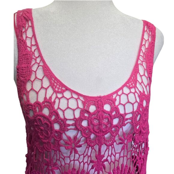 Fever Pink Crochet Lace Cover-Up Tunic Dress Size Small NWT - Picture 5 of 12